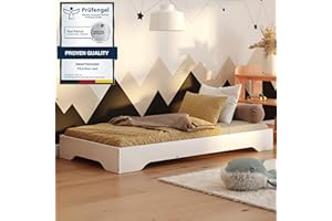 smartwood Cama Montessori 70x140 Blanco - Cama Infantil de Madera de Pino Certificada FSC con Somier de Listones Flexibles - Capacidad de Carga 230 kg - para Niño y Niña - Montaje Sencillo - TILA 7