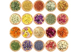 Dreamtop 20 Tipos Natural de Flores Secas y Hierbas Pétalos y Capullos De Flores Naturales para Vela de Baño de Aromaterapia, Jabón, Resina, Flores Secas Decoración Manualidades