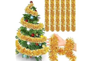 DIKO 6 Stück 2 m Weihnachten Lametta Girlande, Glänzend Girlande, Girlande Metallisch, Girlande Weihnachten, Glänzend Girlande Metallisch für Weihnachten Hochzeit Geburtstag Party (A)