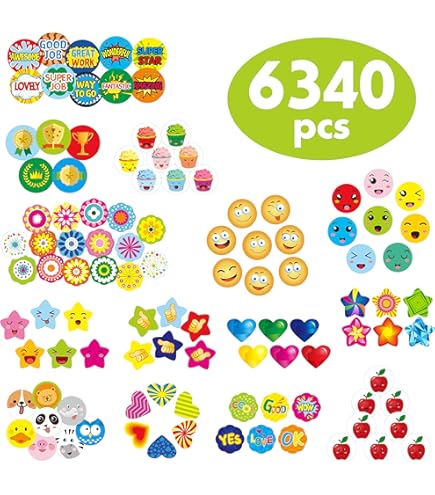 3000 Stks Beloningsstickers voor Kinderen, Cartoon Dieren Beloning Stickers met 48 Verschillende Patronen, Kinder Zelfklevende Ronde Motiverende Stickers voor Leraren, Studenten, Familie (2,5 cm