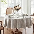 Elrene Home Fashions Caiden Elegance Damask Tablecloth, 70" Round, Silver