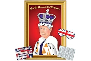 TAYLISE Kings Coronation Party Game – Pin The Diamond On The Crown | 35 Player | Blindfold | Certificate | Poster | included for King Charles Coronation, Union Jack Party Supplies, Royal Party Decoration