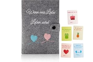 Little Moonshine Premium Mutterpasshülle aus reinem Filz (Hellgrau) - stylische und beständige Hülle für den Mutterpass - Platz für Bilder, Karten und Dokumente - Idealer Begleiter für Schwangere