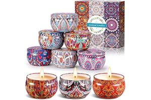 Amzeeniu Velas perfumadas Juego de regalo,9 Piezas Velas Aromaticas Vela de Viaje Aromaterapia Cera de Soja Natural Vela Velas Decorativas para Boda Cumpleaños Día de San Valentín Yoga Baño Dormitorio