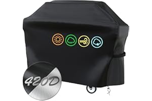 AZOMKER Funda Barbacoa Exterior Impermeable,Cubierta BBQ de Parrilla 420D Oxford Protector, Anti-Viento/Anti-Polvo/Anti-Humedad, Resistente al Desgarro/Agua/Lluvia/Nieve/So (145 x61 x117CM)