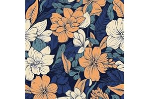 LZH-LP Carta da Parati Autoadesiva, 44x600CM Fiori Gialli e Bianchi Carta da Contatto da Staccare e Incollare Pellicola Decorativa Blu Rimovibile per Mobili di Armadi