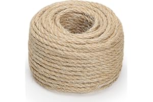 HUTHIM Sisalseil für Kratzbaum, 40M Natural Sisal Seil, Ersatz für Katzen, Haushalt, Kratzseil, Kratzbaum, Garten, DIY, Deko, (6MM X 40M)