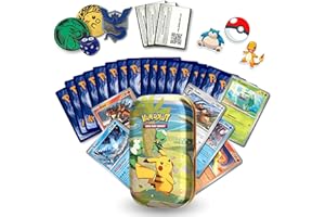 PLATZMANGEL Pokemon Kartenset 50 Verschiedene Karten in DEUTSCH, 5 Holo/Reverseholo Karten, 2 Goodies, 2 Pokemon Sticker, 1 Mini-Tin Box (Alubox) zur idealen Aufbewahrung - händisch ausgewählte Sammelkarten