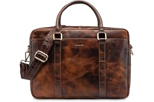 LEABAGS Borsa per documenti per uomo e donna | Custodia laptop in vera pelle 16 pollici | Borsa a tracolla con tracolla | Messenger | Borsa da lavoro