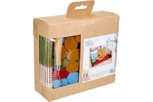 Vervaco Knüpfteppich Winnie The Pooh Knüpfpackung zum Selbstknüpfen eines Teppichs, Stramin, weiß, 45 x 35 x 0,3 cm