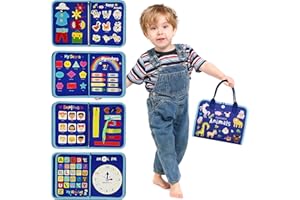 GOOJOOY Busy Board Montessori, 4 Capas Portátil Activity Board, Juguetes Montessori Educativos para 1 2 3 4 Años Niños Niñas Aprender a Vestirse y Competencias Básicas Toddler Regalo