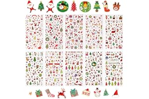 Naler 10 Hojas Pegatinas Navideñas de 520 Patrones Pequeños, Adhesivos para Scrapbooking, Decoración de Tarjetas, Ventanas, Regalos o Paredes - Manualidades Infantiles