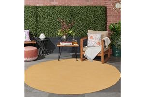 Jimri Tappeto per interni ed esterni, resistente alle intemperie, per balcone, terrazza, giardino, soggiorno, cucina, tappeto resistente ai raggi UV e all'acqua, misura: 200 cm rotondo, giallo