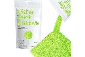 Hemway Glitter Paint Additive 100g / 3.5oz Crystals for Acrylic Emulsion Paint - Interior Wall, Furniture, Ceiling, Wood, Varnish, Matte - Microfine (1/256" 0.004" 0.1mm) - Lime Green Holographic