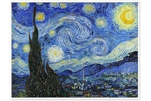 POSTERLOUNGE La Nuit étoilée Poster de Vincent van Gogh Affiches pour toutes les pièces 40 x 30 cm Bleu Impressionnisme Décoration murale