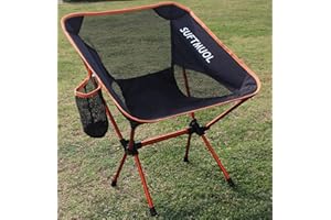 SUFTMUOL Camping Chair, Folding Backpacking Chair Portable Ultralight Compact Small Camp Chair for Camping Backpacking Outdoors Lawn Hiking Beach Travel Sport with Carry Bag (1 pack, Orange)