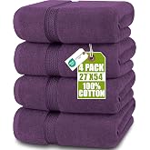 Utopia Towels Bath Towels Cotton, Pack of 4, 69 x 137 cm, Plum | Ring Spun Cotton Towels, Lightweight and Premium Quality Hig