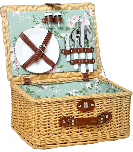 Cestino In Vimini Intrecciato A Mano Con Fodera In Plastica - Per Fiori, Picnic O Casa - Foto 4