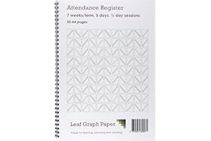 LEAF GRAPH PAPER Attendance Register Book School Class Mark Book - 50 A4 Pages - Board Backed