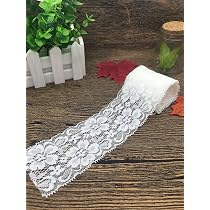 Rouleau De Ruban Dentelle élastique Extensible - 4,57 M X 15 Cm - Bleu Marine à Motif Floral - Pour Mariage, Couture, Décorations DIY - 5