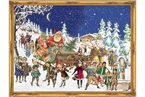 ‎RICHARD SELLMER VERLAG Nostalgischer Adventskalender / Weihnachtskalender für Kinder und Erwachsene mit Glitzer "Nikolaus im Schnee"