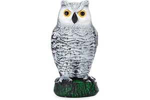 BIRD BLINDER Homarden Horned Fake Owl and Bird - 10.5" Plastic Owls to Scare Birds Away - Effective Bird Decoy Deterrent Devices - Fake Owl Scarecrow for Outdoor, Yard, Garden, Farms - Owls to Keep Birds Away