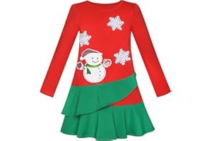 Sunny Fashion Vestido para niña Manga Larga Navidad Monigote de Nieve Fiesta Fiesta 5-12 años