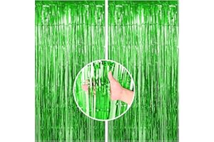 ‎BIAPIAN Lametta Vorhang Grüne, 2 Stück Metallic Folie Fransen Lametta Vorhänge, Streamer Tinsel Curtain Photo Booth Backdrop für Geburtstag Babyparty Abschlussfeier Hochzeit Dschungel Partydeko(1m x 2m)