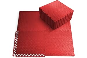 KAYMAN Gym Floor Nonslip Mats, Interlocking, EVA Foam Exercise Floor Tiles for Home Workout, Studio, Weights, Exercise and Yoga (60 X 60cm)