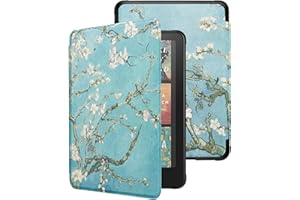 WALNEW Case for 7" All-New Kindle Paperwhite 12th Gen 2024 & Kindle Colorsoft Signature Edition, Premium PU Leather Protective Cover with Auto Wake/Sleep (Tree and Flower)