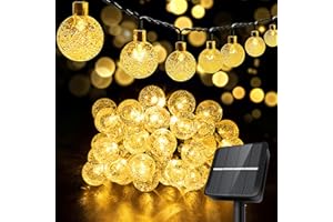 Bigzom - Ghirlanda di lampadine a energia solare per esterni, 30 LED, impermeabile IP65, 8 modalità di illuminazione, decorazione per balcone, giardino, terrazza, Natale, bianco caldo