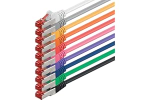 1aTTack.de 10x 5m - Câble patch câble réseau Cat 6 Cat6 RJ45 SFTP - 10 couleurs