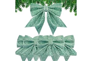 BHGT 5 Stück XL Weihnachtsschleifen Glitzer Grün Schleifen Weihnachtsbaum Bogen Schleife Weihnachten Weihnachtsdeko Weihnachtsbaumschmuck Weihnachtskranz Deko