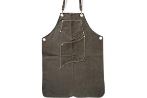 Angus Stoke Tablier en cuir de qualité supérieure - Tablier de barbecue en cuir véritable - Style vintage - Pour barbecue et cuisine - Archie, vert foncé, S-M