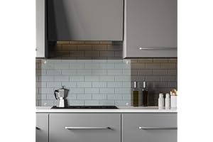 Relaxdays 10029442_1205 Kitchen Splashback Panel, Safety Glass, Cooker Splatter Guard, 40 x 120 cm, Wall-Mount, Transparent