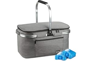 bomoe K47 Nevera portátil 22 ó 32 litros - Cesta Picnic Bolsa térmica Comida y Bebida - Nevera Coche - Bolsa Porta Alimentos isotérmica IceBreezer