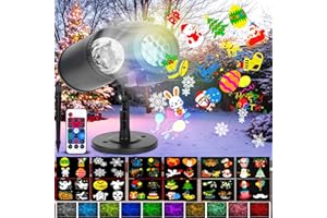 ZZXLOPEZ Projecteur Noel Exterieur, Projecteur LED Noël 2 en 1, Lumières de Projection avec 12 Diapositives 10 Effet de Vague d'eau, Etanche Lampe de Projection pour Halloween, Noël, Fête, Jardin