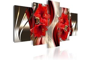 B&D XXL murando Impression sur toile intissee 200x100 cm cm 5 parties tableau tableaux decoration murale photo image artistique photographie graphique Abstrait fleurs b-C-0063-b-n