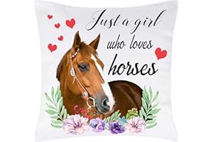 Merclix Horse Cushion Covers 45 x 45 cm Horse Lover Gifts for Girls Horse Gifts for Girls Age 9-11 Horse Riding Gifts for Girls Birthday Christmas Horses Gifts for Girls Daughter Granddaughter Niece
