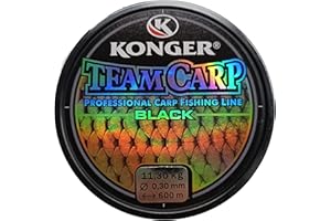 Konger Ligne de pêche à la carpe Team Carp Black 600 m Monofilament Feeder Carpe