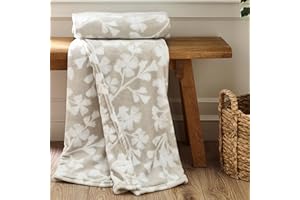 Catherine Lansfield Brooke Floral Couverture Polaire Douillette Naturel 200 x 240 cm