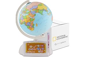 Q atmosphere® National Geographic Talking Globe - interaktiver 25 cm Kinder-Globus mit Audiostift für Informationne und Spiele, Leuchtglobus mit deutscher, polititscher Kartografie