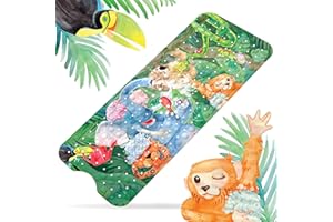 ‎TONIAMO Toniamo Badewannenmatte Kinder 100x40 cm | Badematte rutschfest für Baby & Kinder | Antirutschmatte Badewanne BPA-frei | rutschfeste Badewannen Matte antibakteriell | Anti Rutschmatte 'Dschungel'