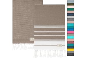 NOUR Hamamtuch Strandtuch | 2er Pack | groß 100x200 cm | aus 100% Baumwolle | Picknickdecke | Saunatuch | Extra leicht | saugstark | schnelltrocknend | Sandfrei (braun)