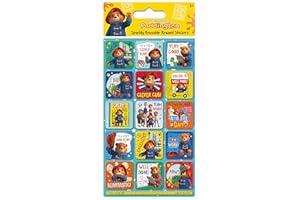 Paper Projects 01.70.12.049 Adventures of Paddington Sparkly Reward Stickers | Prodotto con licenza ufficiale | Riutilizzabili su superfici non porose, 19,5 cm x 9,5 cm