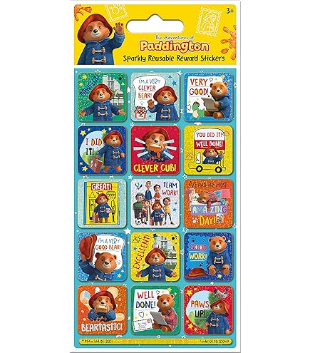 Official Paddington Bear Sticker Pack - 6 Sheets Of Reusable Glossy Stickers
