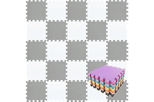 QQPP Alfombra Puzzle para Niños Bebe Infantil - Suelo de Goma EVA Suave. 25 Piezas (30 * 30 * 1cm), Blanco & Gris.QQC-ALb25N