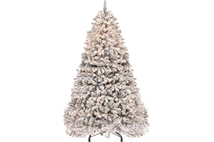 YITAHOME 180cm Künstlicher Weihnachtsbaum mit Schnee & 250 LED Beleuchtung, ca. 800 Spitzen, Naturgetreu Tannenbaum mit Klappsystem & Metallständer, Schnellaufbau für Zuhause Geschäfte, 182 x Φ95cm