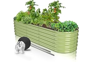 HOFGARTEN® QuickGrow - Orto Rialzato da Esterno in Acciaio Zincato | Inossidabile | Kit Modulare 6-in-1 | Cassoni Orto con Fondo Aperto | 200L x 60P x 42A cm | Ortaggi, Erbe, Fiori (Verde)