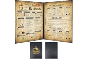 YCLEKIQA 70th Birthday Gifts for Women and 70th Birthday Gifts for Men Cards Decorations for Women Vintage Age Year Old Framed Born in 1955 Poster Uk for Grandparents, Husband, Wife, Mom, Dad（21x30cm）